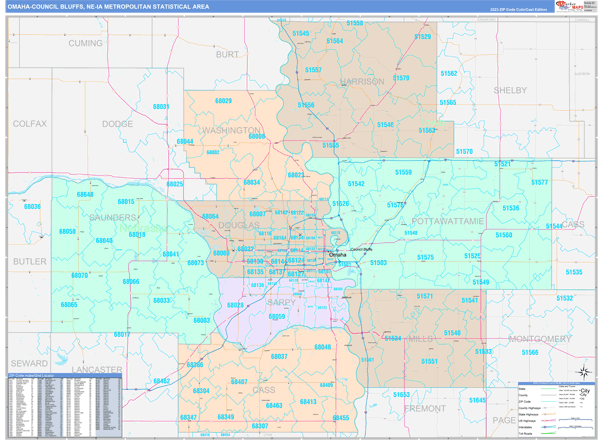 Omaha-Council Bluffs Metro Area Wall Map